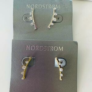 Nordstrom 2 Pair of Climber Crawler Earrings Cubic Zirconia New